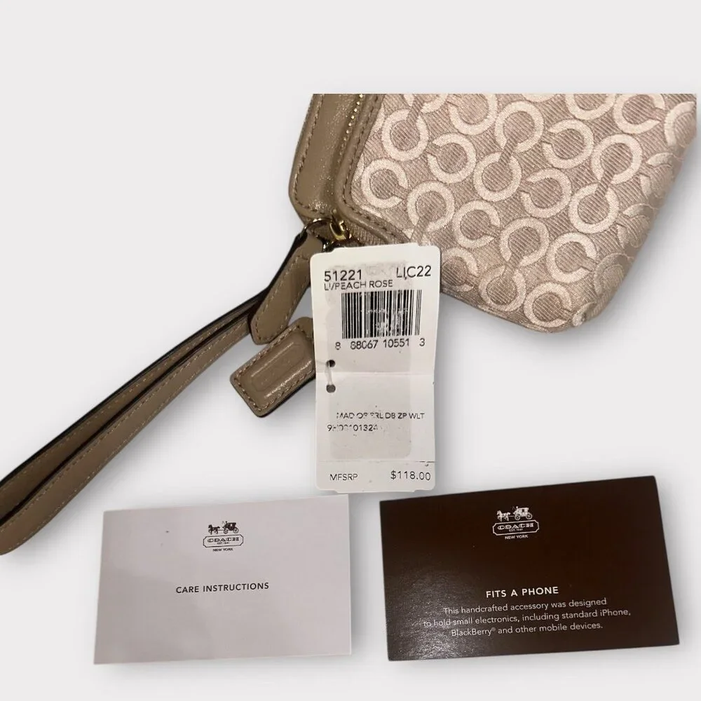 Coach Madison Double Zip Wristlet 51221 Pink Pearlescent OP Art Canvas Wallet - Picture 8 of 9